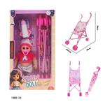 OBL10417556 - 12寸空身弯脚娃娃带音乐IC+推车+奶嘴+奶瓶