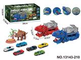OBL10417667 - 吞食变形恐龙运输车
（配2只合金滑行车仔随机+一只软胶三角龙+DIY贴纸/草/蛋槽）