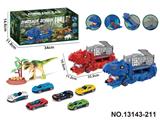 OBL10417669 - 吞食变形恐龙运输车
（配2只合金滑行车仔随机+一只软胶霸王龙+DIY贴纸/草/蛋槽）