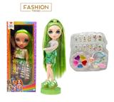 OBL10418986 - 高端彩妆系列 16寸搪胶带灯光音乐主题曲Rainbow High惊喜彩虹高中带  美甲，发夹。彩妆油  5件套