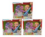 OBL10420367 - 10寸搪胶cocomelon超级宝贝带4首主题音乐和圣诞主题音乐3款不同主题人物混装带过家家套装和尿不湿带学步骑