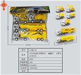 OBL10424736 - 4只实色回力货柜车、油罐车、工程车（白色头）