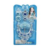 OBL10427903 - 高档PVC料配件皇冠手杖+小皇冠+六钻胸挂+耳环多色随机