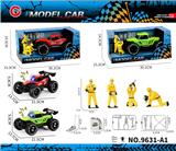 OBL10430602 - 灯光声音惯性骨架越野车+维修工人+工具