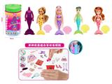 OBL10432939 - 第8代7寸实身红砖石变色美人鱼凯莉主题。带皇冠发夹。梳子，镜子 3款混装
