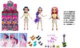 OBL10443275 - K-POP 猎魔女团彩虹版大头12寸11关节实身带七彩灯光主题曲鲁米佐依米拉儿唱歌芭比带金貂卡片一张带摇滚吉他带发夹带手提包3款9PC混装