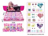 OBL10457131 - 女孩百宝箱饰品DIY串珠+发绳+发夹+钻石戒指+毛绒球（一展示盒9小盒）女孩过家家惊喜盲盒玩具款式造型随机混装