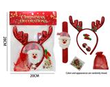 OBL10457160 - 圣诞礼品饰品套装（鹿角发箍+手链+皮筋+拍拍圈）发夹随机混装