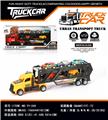 OBL10457250 - 惯性美式拖头卡车载两辆工程车+三辆金属车