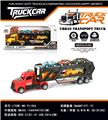 OBL10457259 - 惯性美式拖头卡车载两辆工程车+三辆金属车