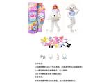 OBL10459005 - 15代高档惊喜11.5寸12关节实身棉羔羊萌宠芭比带1套动物毛绒时装衣服。带发夹，手提包，鞋子。项链4款配件。