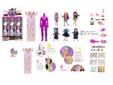 OBL10460265 - 浴盐系列10寸实身11关节Decora Girlz  4D时尚贴纸娃娃带8样惊喜配件4款6PC混装