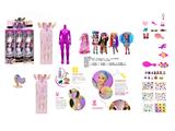 OBL10460267 - 浴盐系列10寸实身11关节Decora Girlz  4D时尚贴纸娃娃带8样惊喜配件6款6PC混装
