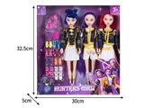 OBL10464522 - 11.5寸实身11关节K-POP猎魔女团娃娃3只装带配件