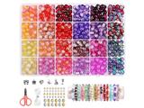 OBL10466478 - 8mm玻璃珠+4mm金银珠+隔珠+吊坠+剪刀+线（24格）