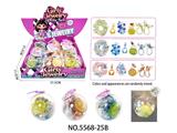 OBL10473564 - 水晶透明球女孩DIY甜美发圈+钥匙扣+清晰水果发绳（一展示盒9小盒）款式造型随机混装（带灯光）