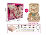 OBL10473571 - DIY35件套串珠便携式双层方盒 樱粉银色基础配套女孩过家家玩具精美套装