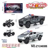OBL10491220 - 卡通益智仿真回力合金车模型1:24 赛博皮卡警车