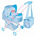 OBL313113 - Baby sunshade trolley and storage basket and handbag and 14 head doll (iron) EVA wheel