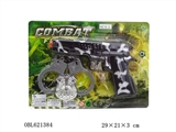 OBL621384 - Camouflage flint gun with silver handcuffs badge