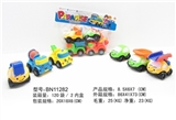 OBL627185 - 卡头PVC袋惯性卡通工程车（4只装）