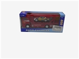 OBL630922 - 1:48合金回力声光单层拖车(开窗盒,红蓝二色混装;内装1只合金滑行车仔)