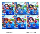 OBL635812 - 4寸狗狗巡逻队公仔（搪胶头，有七彩灯）单只+徽章  6款