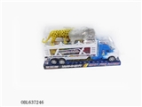 OBL637246 - 喷漆惯性双层火车+4只动物+树