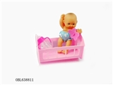 OBL638811 - 带衣服搪胶娃娃婴儿摇床套装