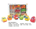 OBL641231 - 开窗盒惯性卡通车套装（工程车/的士/消防车/校车/巴士）6只装
