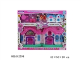 OBL642594 - 电动别墅配一家三口，家具（六灯七彩，音乐，璇转图案）