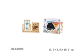 OBL643093 - Quadrate pen container wooden hourglass - love