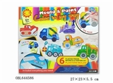 OBL644586 - Creative DIY craft gypsum toy refrigerator - coloured drawing or pattern the truck