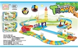 OBL648686 - 75 PCS small castle induction light music electric railway track building blocks