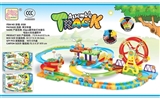 OBL648687 - 83 PCS wheel light music electric railway track building blocks