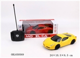 OBL650569 - 1:18 ferrari black window with headlights four-way solid colors (red, yellow) remote control car