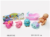 OBL657182 - Lining plastic animals with bath