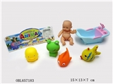 OBL657183 - Lining plastic animals with bath