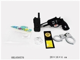 OBL658576 - Spray paint left wheel fired a gun with handcuffs. Badge. On the phone. Police documents