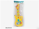 OBL659435 - Electric guitar with music and light pink and yellow colours mixed (without the microphone)