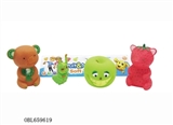 OBL659619 - Bag of PVC clip evade glue four strawberries, apples, bear, key chain of caterpillar