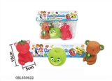OBL659622 - Bag of PVC clip evade glue with fruit three strawberry, apple, bear
