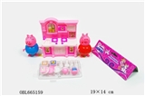OBL665159 - 活手活脚塑料猪爸和猪妈带灯光厨房和餐具
