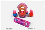 OBL665160 - 塑料一家四口佩佩猪带一个城堡推车