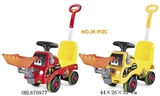 OBL670977 - 红/黄2色混装工程婴儿新轮滑行助步车带推土机和推把