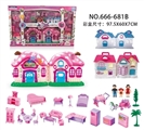 OBL672125 - 电动别墅配一家三口，家具（六灯七彩，音乐，璇转图案）
