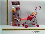 OBL672984 - 45 cm plastic car with 16 inch live straight foot doll