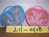 OBL677075 - 11 cm two-zhuang doll with heart-shaped basket