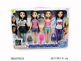 OBL679218 - 10 inch solid body plastic eye barbie 4 people in a box