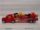 OBL682022 - 实色惯性拖头载2只工程车（3色混装）